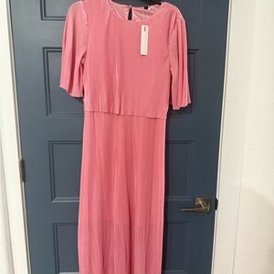 Chic Pink Long Sleeve Women's Dress